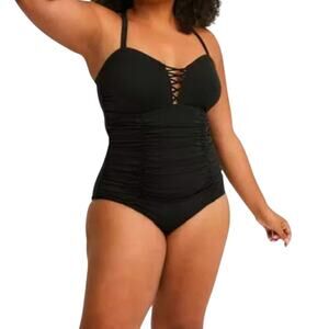 NWT Torrid Black Wireless Lattice One Piece Swimsuit